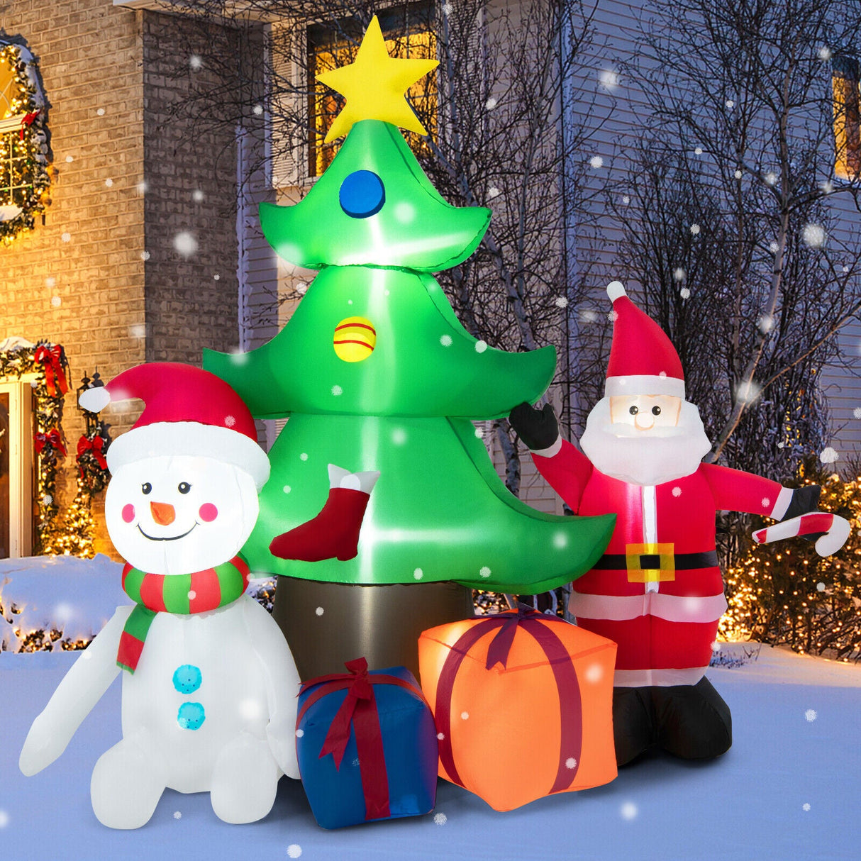 Árbol de Navidad inflable iluminado de 7.2 pies con Papá Noel