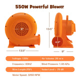 Soplador de aire de 550W (0.7HP) para inflables con cable de 7.6 metros y enchufe GFCI