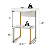 Mesa auxiliar redonda de 2 niveles con estructura de metal - Blanca