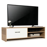 Mueble de TV con 2 estantes abiertos y cajón para televisores de 55 pulgadas
