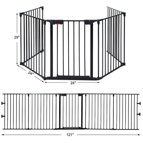 115 pulgadas de largo, 5 paneles, cerca ajustable ancha para chimenea