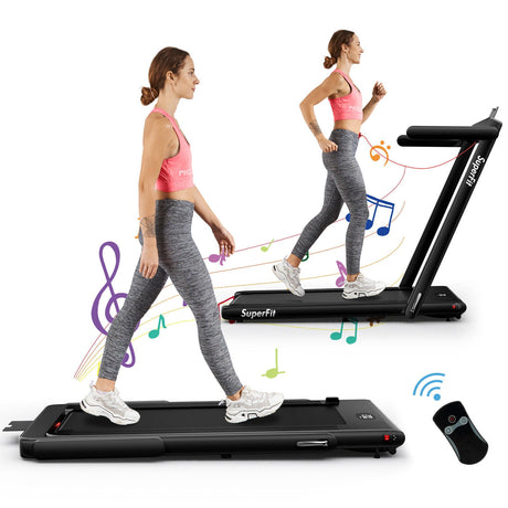 Cinta de correr plegable 2 en 1 de 2.25HP con control remoto por aplicación y altavoz