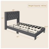 Twin/Full/Queen Size Upholstered Platform Bed with Button Tufted Headboard