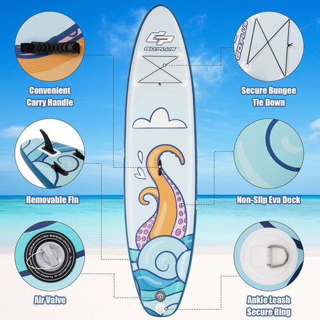 Tabla de surf inflable de pie de 11 pies con remo de aluminio y bomba