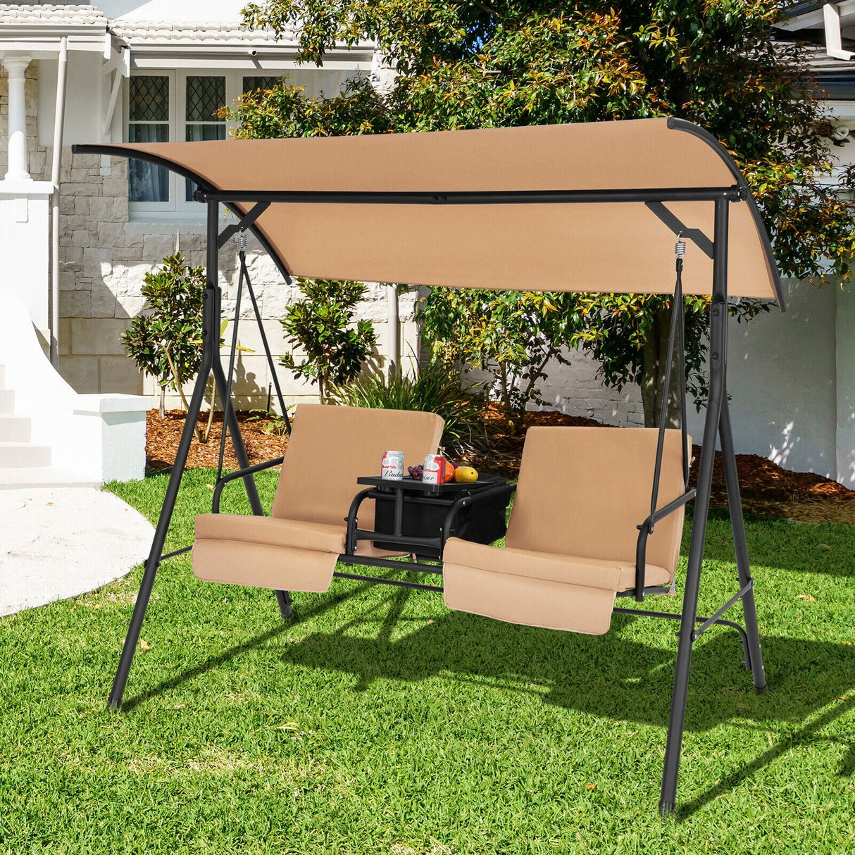 Sillón Colgante para Porche con Toldo Ajustable