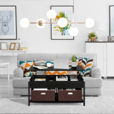 Lift Top Coffee Table Central Table with Drawers and Hidden Compartment for Living Room