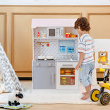 Cocina de juguete y casa de muñecas 2 en 1 de doble cara para niños con muebles