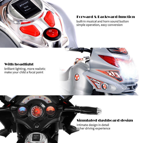 Preventa de 20 días Motocicleta para niños de 3 ruedas con batería de 6 V, juguete eléctrico, bicicleta de fuerza, nueva, gris