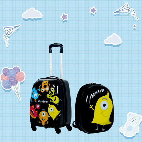 Juego de equipaje para niños de 2 piezas, mochila de 12 pulgadas y maleta con ruedas de 16 pulgadas