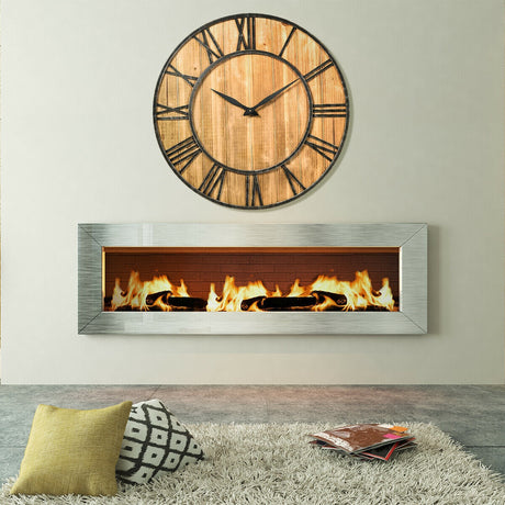 Reloj de Pared Redondo de 27 Pulgadas, Decorativo de Madera, Silencioso, con Batería