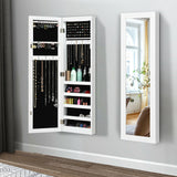 Gabinete de joyería espejado para pared y puerta con luz LED