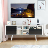 Mueble de TV moderno de mediados de siglo para televisores de hasta 65 pulgadas con estantes de almacenamiento