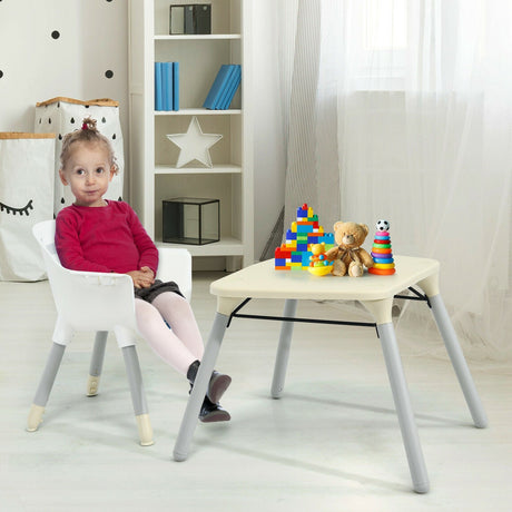 Juego de silla y mesa convertible 4 en 1 para bebé con cojín de PU