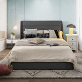 Base de cama tapizada con plataforma y 3 cajones de almacenamiento