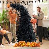 Árbol de Halloween negro preiluminado de 7 pies con 8 modos de flash y 400 luces