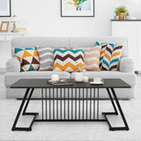 Mesa de Centro de Estilo Moderno de 48 Pulgadas con Amplia Superficie para Sala de Estar - Negro