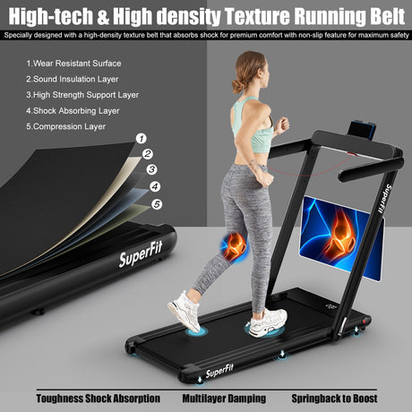 Cinta de correr plegable 2 en 1 de 2.25HP con control remoto por aplicación y altavoz
