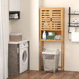 Armario de almacenamiento de bambú sobre el inodoro para baño con estante ajustable - Natural