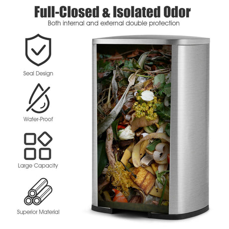 Cubo de basura de acero inoxidable de 13.2 galones con balde