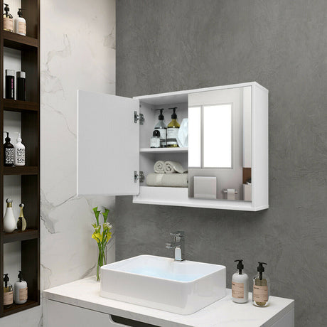 Botiquín de baño de 2 puertas con espejo y montaje en pared