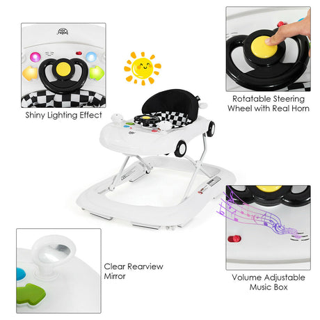 Andador plegable 2 en 1 para bebé con reproductor de música y luces