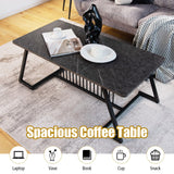 Mesa de Centro de Estilo Moderno de 48 Pulgadas con Amplia Superficie para Sala de Estar - Negro