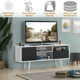 Mueble de TV moderno de mediados de siglo para televisores de hasta 65 pulgadas con estantes de almacenamiento