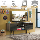 Mueble de TV moderno de mediados de siglo para televisores de hasta 65 pulgadas con estantes de almacenamiento