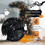 Árbol de Halloween negro preiluminado de 7 pies con 8 modos de flash y 400 luces
