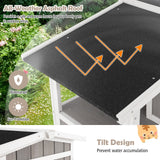 Casa exterior de madera para gatos ferales de 2 pisos con puerta de escape - Gris