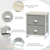 Mesa de Noche Mesita Lateral de Metal con 2 Cajones-Gris