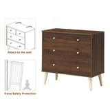 4-Drawer Dresser Cabinet Storage Organizer Rubber Leg with Rail-Brown