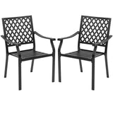 3 Pieces Patio Dining Set Stackable Chairs Armrest Table with Umbrella Hole
