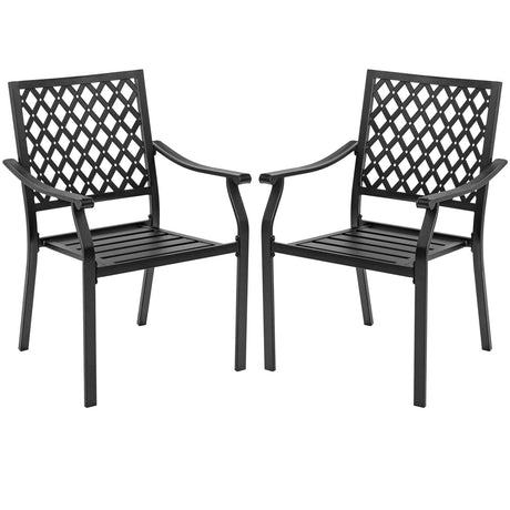 Juego de comedor de patio de 3 piezas Sillas apilables Mesa con reposabrazos y orificio para sombrilla