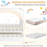 Full Size Canopy Bed with Trundle Wooden Platform Bed Frame Headboard