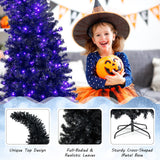 Árbol de Halloween negro preiluminado de 7 pies con 8 modos de flash y 400 luces