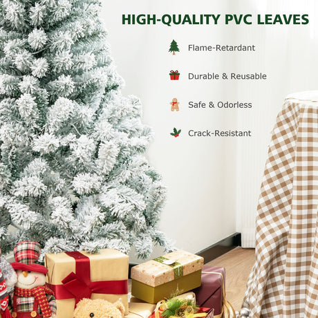 Árbol de Navidad Preiluminado de 4.5 Pies Premium con Nieve Flocada y 150 Luces