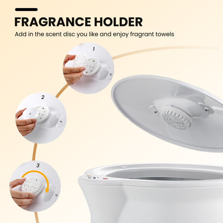 Calentador de toallas para baño tipo cubo con soporte para fragancias y apagado automático