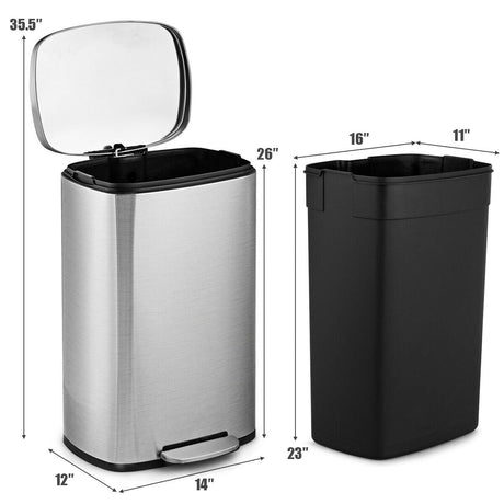 Cubo de basura de acero inoxidable de 13.2 galones con balde