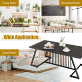 Mesa de Centro de Estilo Moderno de 48 Pulgadas con Amplia Superficie para Sala de Estar - Negro