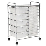 15-Drawer Utility Rolling Cart with Drawers Multi-Use Storage-Icecream Multicolor
