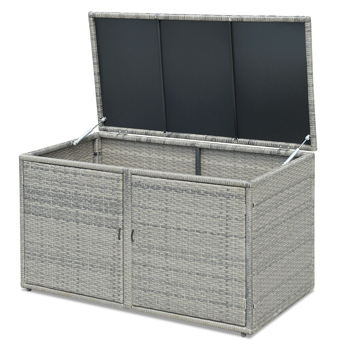 Caja de almacenamiento de ratán para jardín o patio de 88 galones