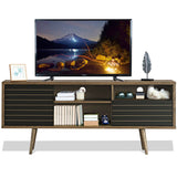 Mueble de TV moderno de mediados de siglo para televisores de hasta 65 pulgadas con estantes de almacenamiento