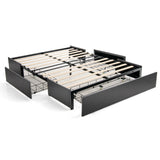 Base de cama tapizada con plataforma y 3 cajones de almacenamiento