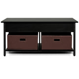 Lift Top Coffee Table Central Table with Drawers and Hidden Compartment for Living Room