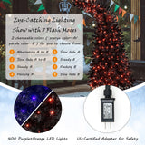 Árbol de Halloween negro preiluminado de 7 pies con 8 modos de flash y 400 luces
