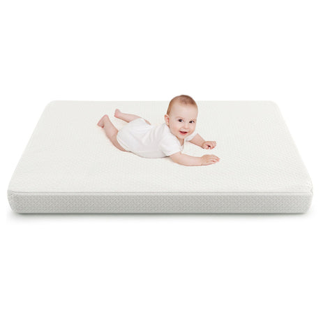 Colchón de bebé de doble cara de 38 x 26 pulgadas para corralito con funda lavable extraíble - Blanco