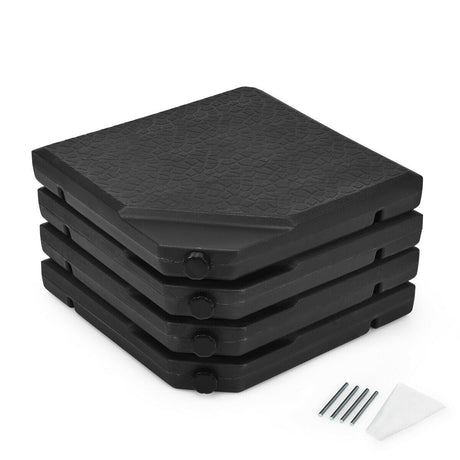 Juego de base de sombrilla rellenable cuadrada de 4 piezas para patio con asa y embudo