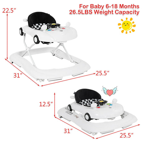 Andador plegable 2 en 1 para bebé con reproductor de música y luces