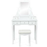 10 Dimmable Light Bulbs Vanity Dressing Table with 2 Dividers and Cushioned Stool